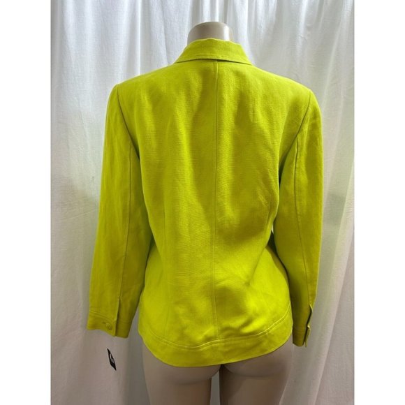 Dana Buchman Blazer Petite Green Linen Jacket Button Front Casual Size 12P #1272 - Picture 3 of 16